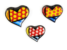 Britto Painted Glass Plates Heart