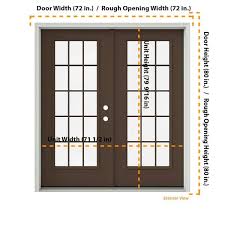 72 In X 80 In Dark Chocolate Painted Steel Left Hand Inswing 15 Lite Glass Active Stationary Patio Door