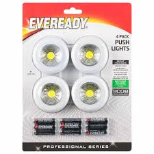 Eveready Cob Push Lights 4pk