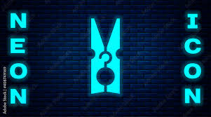 Glowing Neon Old Wood Clothes Pin Icon