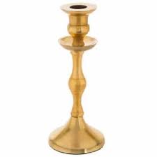 Wooden Metal Single Candle Holder Gold