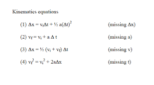 Kinematics Equations Given