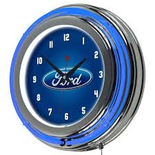 Ford Oval Chrome Double Rung Neon Clock