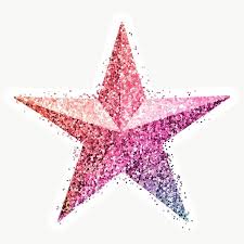 Glitter Magenta Star Sticker With White