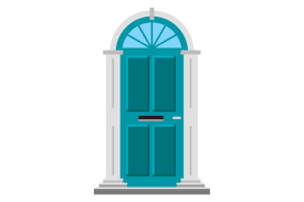 Front Doorway Color Flat Icon Blue