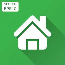 Flat Style House Building Icon With