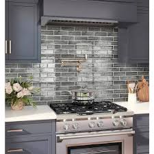 Apollo Tile Gray 11 8 In X 11 8 In Polished Glass Subway Mosaic Tile 4 83 Sq Ft Case