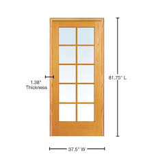 National Door Company Z019938r Unfinished Pine Wood 10 Lite Clear Glass Right Hand Prehung Interior Door 36 X 80