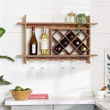 Wall Wine Rack With 6 Glass Holder