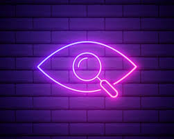 Neon Light Investigate Icon Magnifying