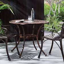Tucson Outdoor Round Cast Aluminum Dining Table Shiny Copper