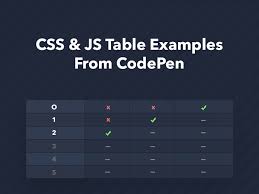 css js table examples from codepen