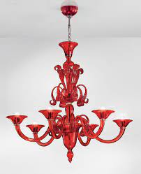 Ruby Red Modern Murano Glass Chandelier