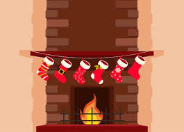 Red Brick Fireplace With Socks Hanging