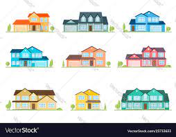 Flat Icon Suburban American House For