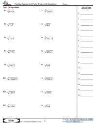 Cube Roots With Equations Worksheet