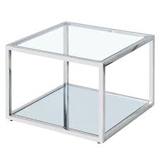 Glass Small Square Coffee Table Silver