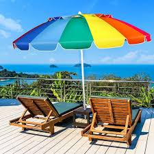Gymax 8ft Beach Umbrella Outdoor Patio Garden W Carrying Bag Sand Anchor