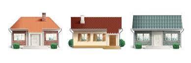 Realistic Cottage Tile Icon Set Three