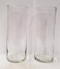 2 Clear Glass 9 Cylinder Vase 3 5
