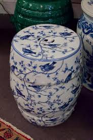 White Birds Oriental Garden Stool