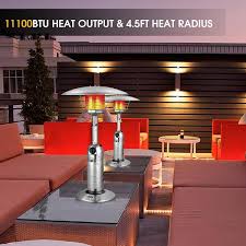 Costway Patio Heater 11 000btu Portable Tabletop Stainless Steel Standing Propane Heater Silver