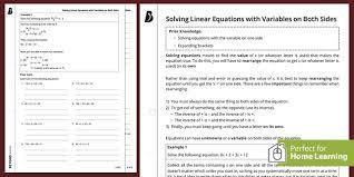 Year 7 10 Linear Equations Worksheet