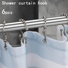 6pcs Shower Curtain Hooks Metal Shower