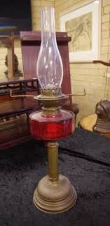 Dual Burner Antique Oil Lamp With Red