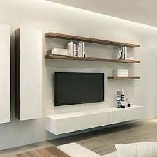 White Wall Mounted Wooden Tv Unit For