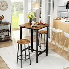 Rustic Brown Counter Height Table Set