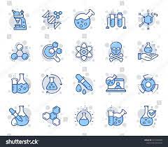 Chemistry Lab Line Icons Chemical