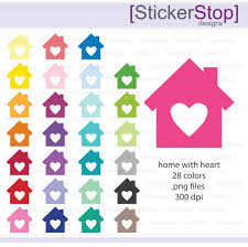 Home With Heart Icon Digital Clipart In