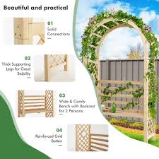 Wooden Garden Bench Arch Pergola