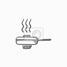 Frying Pan With Cover Sketch Icon