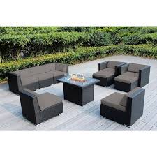 Wicker Patio Fire Pit Seating Set