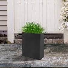Kante 27 Tall Large Square Concrete Metal Indoor Outdoor Planter Pot W Drainage Hole Black