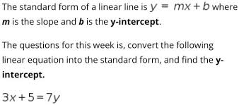 Form Of A Linear Line Is Y Mx B