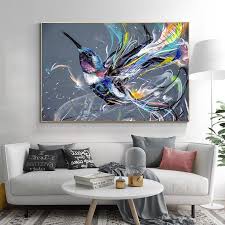 Abstract Hummingbird Canvas Painting