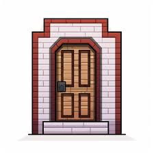Premium Photo Pixel Door Icon House
