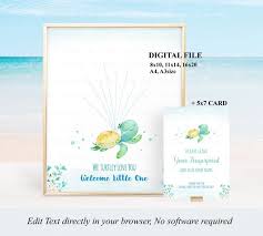 Editable Sea Turtle Baby Shower