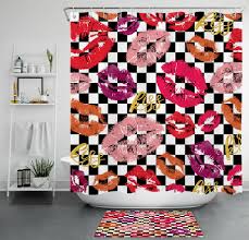 Kiss Lips Shower Curtain Black White