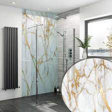 Gold White Marble Acrylic Shower