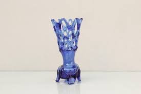 Vintage Cobalt Blue Glass Vase 1960s