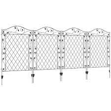 Outsunny 11 5 Garden Fence 4 Pack Metal Fence Panels Rust Resistant Animal Barrier