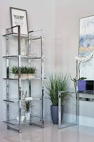 Glass Shelves Contemporary Bookcase