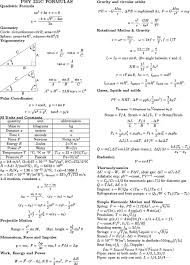 Physics Equation Sheet Physics