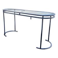 Mid Century Chrome Console Table With