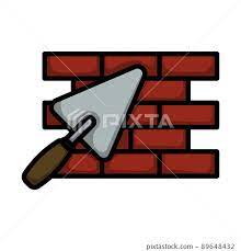 Icon Of Brick Wall With Trowel Stock