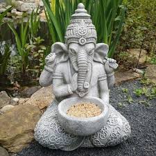 Ganesh Bird Feeder Resin Statue Indoor